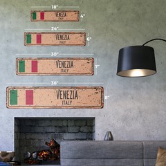 VENEZIA ITALY Vintage Street Sign Italian flag city country road wall rustic