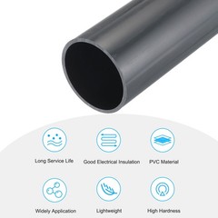 PVC Rigid Round Pipe 54.7mm ID 60mm(2 3/8″) OD 350mm Dark Grey High Impact