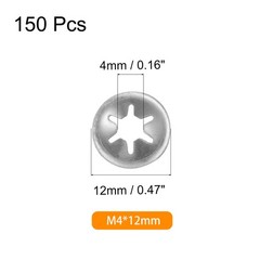 150PCS Internal Tooth Push on Locking Washers Stainless Steel M4 x 12mm