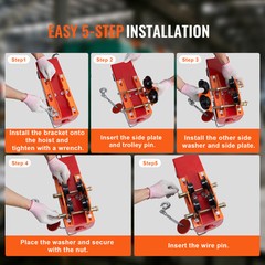 VEVOR Electric Hoist Manual Trolley 1100 lbs/0.5T 2.36″-4.72″ I-Beam Adjustable