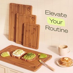 ROYAL CRAFT WOOD Bamboo Cutting Board Set Carbonized Brown 4 Pcs
