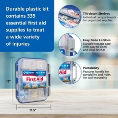 First Aid Kit, 335-Pc OSHA Compliant for Home, Work & Car