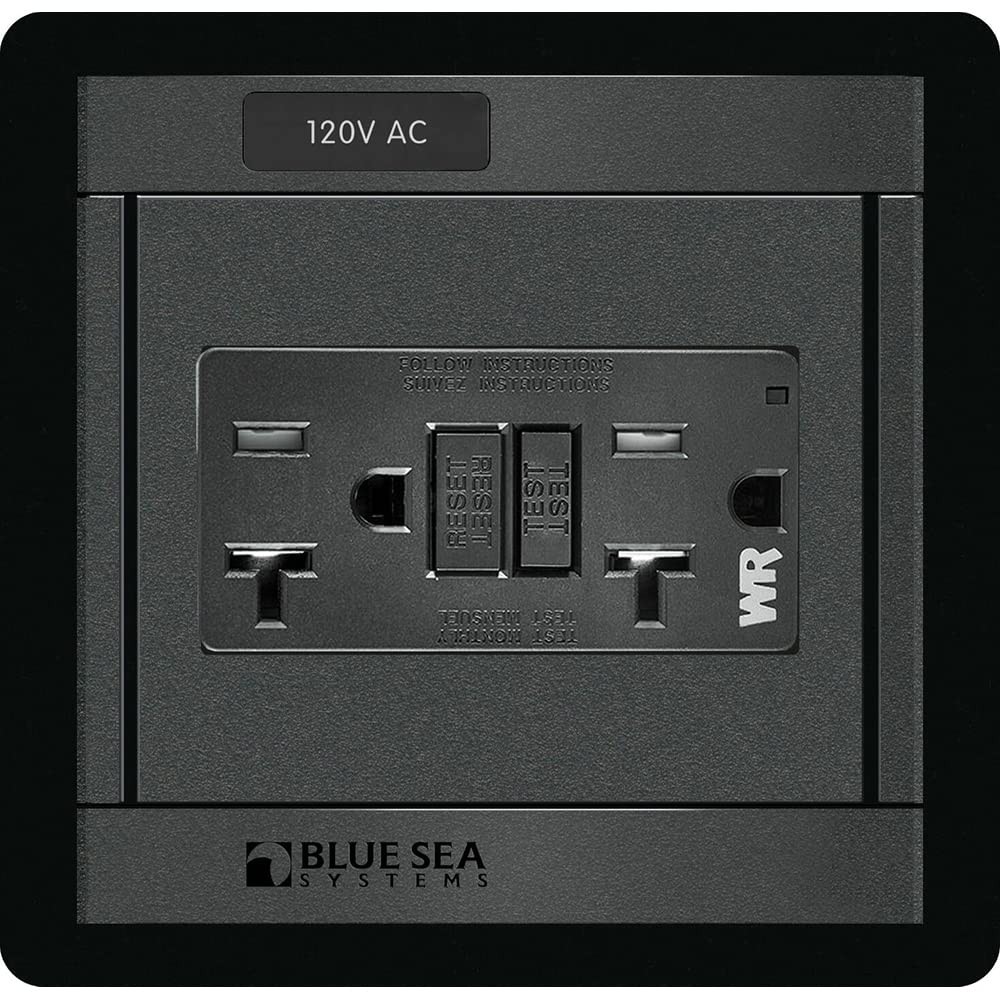 Blue Sea – 1499-BSS – Panel 360 120VAC GFCI Dual Outlet – One Size, No Color