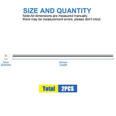 2Pcs 5mm x 356mm Stainless Steel Straight Solid Metal Round Rod Lathe Bar Sto…