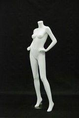 Headless Female Matte White Fiberglass Full Body Fashion Mannequin with Base