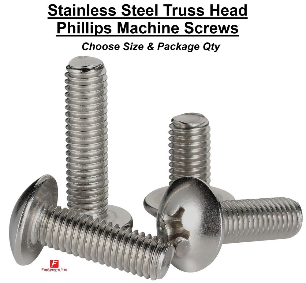 5/16″-18 18-8 Stainless Steel Phill Truss Head Machine Screws(Pick Length&Qty)