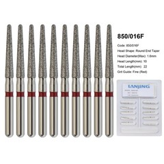 Dental Diamond Burs Round End Taper 850/016F Fine Grit Red FG High Speed