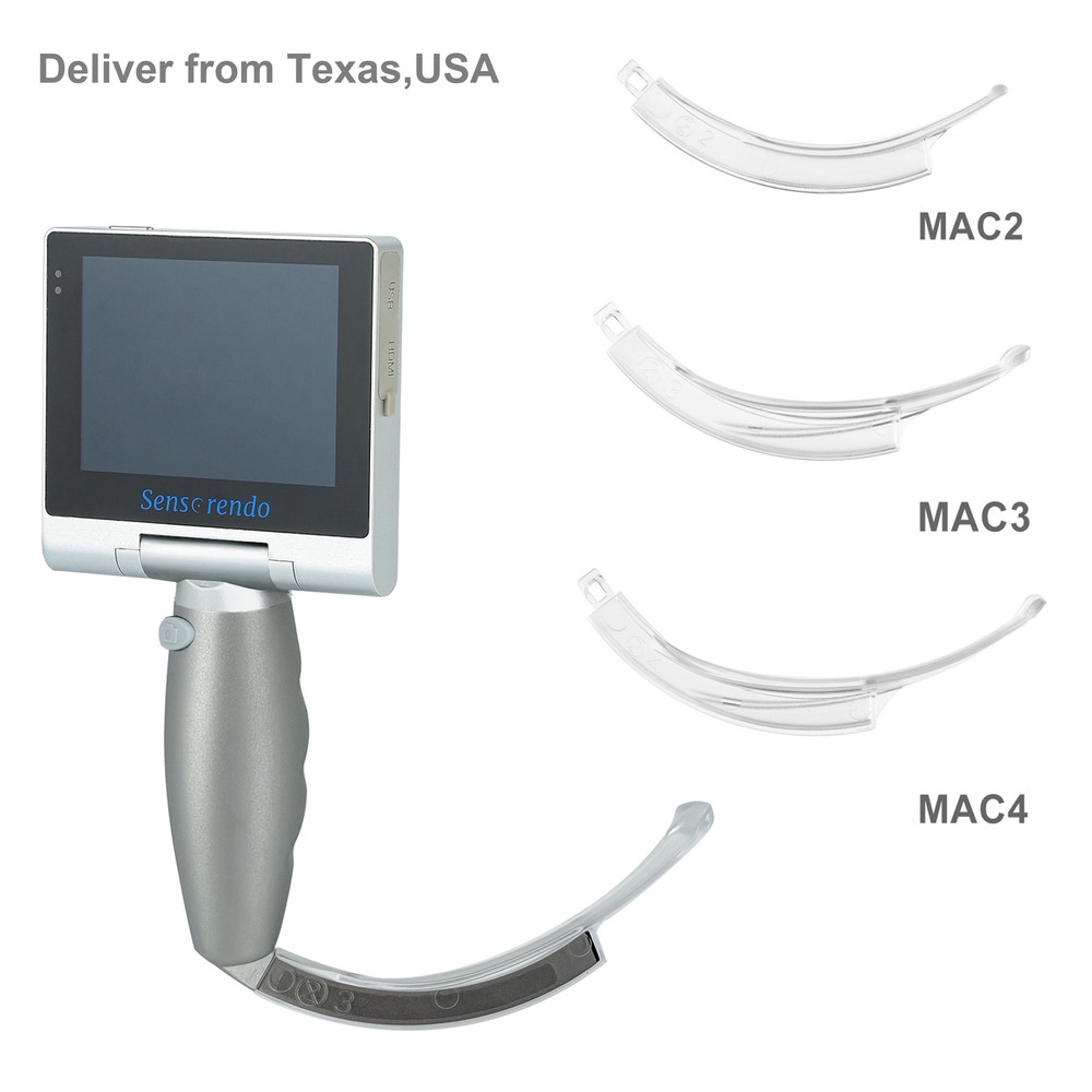 (US Delivery)  Touchscreen Video Laryngoscope with disposable blades(MAC2/3/4)