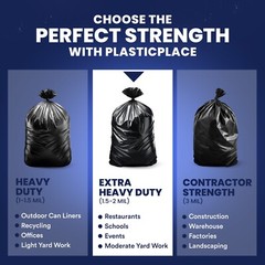 Plasticplace 55-60 Gallon Trash Bags – Black, Case of 50 Garbage Bags