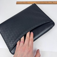 Vtg Day Timer Faux Leather Black Zip Planner Binder Textured Diamond Shape READ