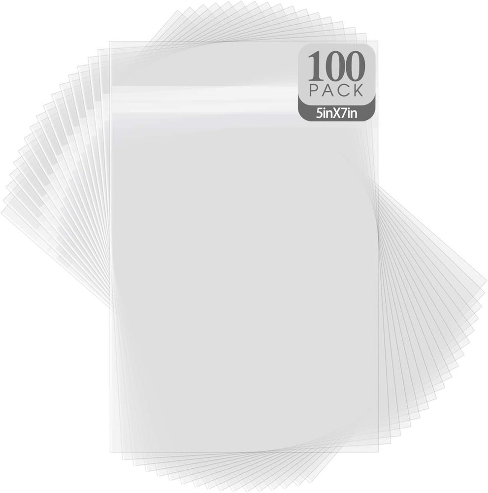 Golden State Art, 100 5 1/4 X 7 1/8 Clear Bags for 5×7 5-1/4 x 7-1/8,