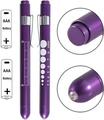 Professional LED Medical Pen Light with Pupil Gauge – Lightweight Purple Design