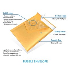 100#5 10.5×16 Kraft Paper Bubble Padded Envelopes Mailers Case 10.5″x16″