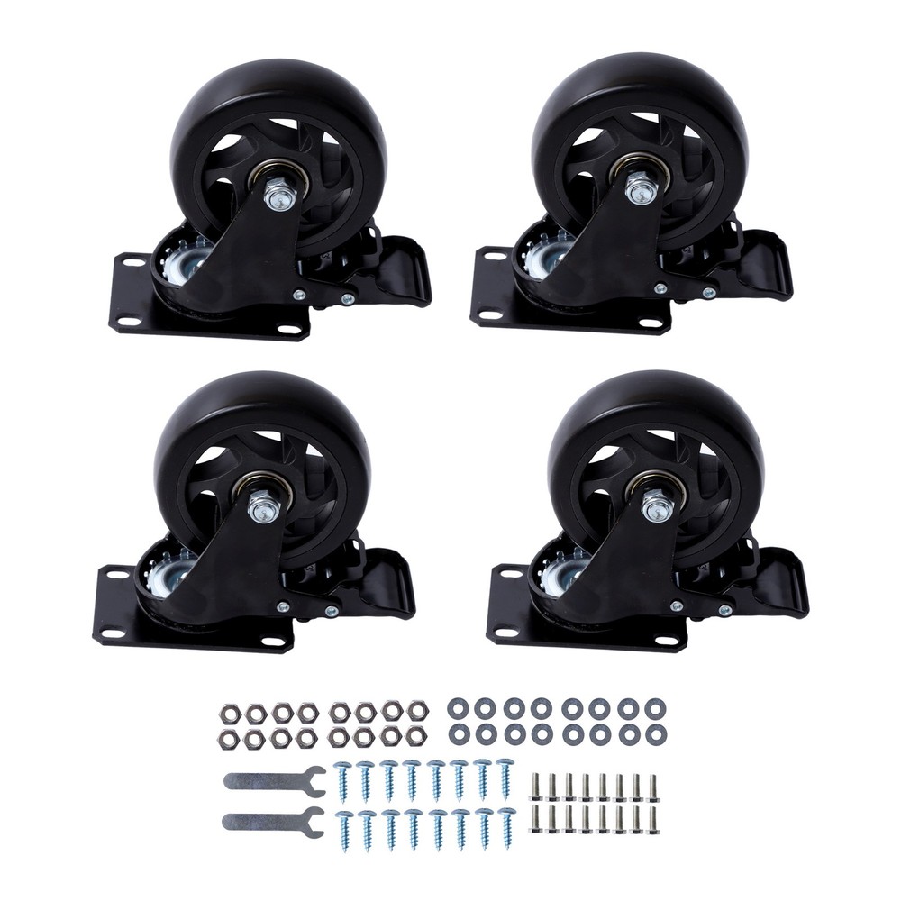 4Pcs 4″ Industrial Heavy Duty Casters 360 Degree Swivel Wheels with Brake