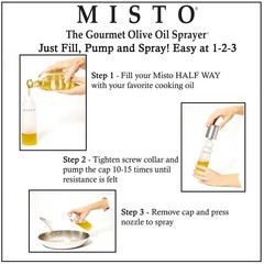 Misto Oil Sprayer, Frosted Glass, 7.75 Inch 3.2 Ounces, Glass