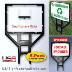 Yard Sign Frame – Real Estate Sign Frame – BLACK – 18×24 – 5-Pack – Lightweight