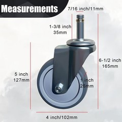 Heavy Duty 4 Inch Swivel Caster Wheels – Quiet Rubber Stem Casters Set of 4 w…