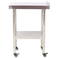 24×15″ Stainless Steel Prep Table w/Backsplash, Undershelf, 4 Casters, 440lb