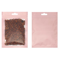 Food-Safe Pink/Silver Mylar Zipper Pouch for Chocolate/Rainbow Sprinkles Product