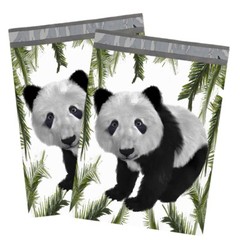 10×13 Panda Bear Poly Mailers, Black and White Self Seal Shipping Mailing Bags