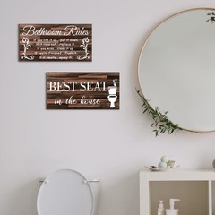 Jetec 2 Pieces Funny Bathroom Pictures Wall Sign Decor as picture shows