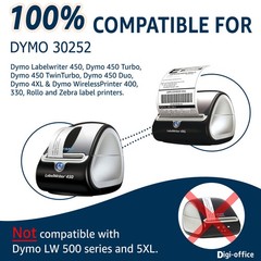 Direct Thermal Label 30252 Compatible with Rollo DYMO 4XL&Zebra Desktop Printer