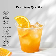 9 oz Clear Plastic Cups 50 Pack, Sturdy & Food Safe Disposable Cups for Cold or