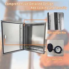 12x10x6″ 304 Stainless Steel Enclosure IP66 Waterproof and Dustproof Metal Box
