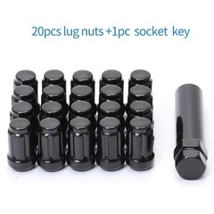 Acorn M12x1.5 Black Spline Lug Nuts – Set of 20, 12mm X 1.5 X 35mm,