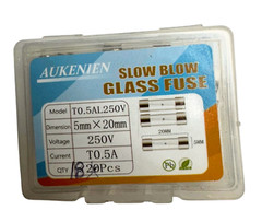 (Pack of 18) Aukenien T0.5AL250V Slow Blow Glass Fuses, 5mm x 20mm, 250V, T0.5A
