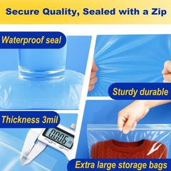 Reusable 5 Gallon Storage Bags with Zipper Heavy Duty 3Mil Thick Large 18×24