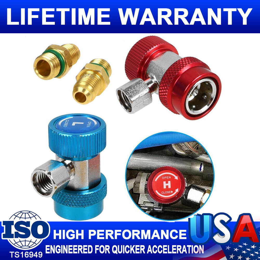 A/C Refrigerant Quick Coupler Connector Adapters High/Low Manifold AC Gauge Set