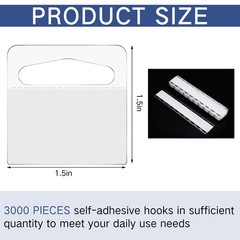 Blulu 3000 Pcs Clear Slot Hole Hang Tags Self Adhesive Hanging Tabs Plastic