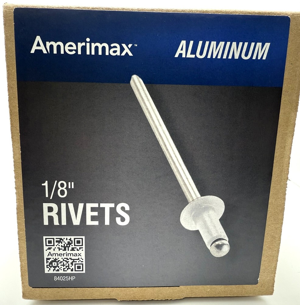 One box of 12 x 100 Amerimax ALUMINUM 1/8″ RIVETS White 100 Per Pack (1200 pcs)