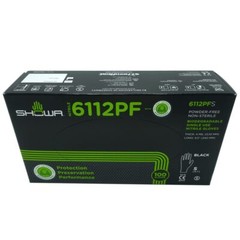 Showa 6112PF XL X-Large Biodegradable PF 4 Mil Black Nitrile Gloves Box 100