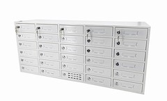 USED FixtureDisplays 30-Slot Cell Phone Locker / Charging Station – Steel, Wall