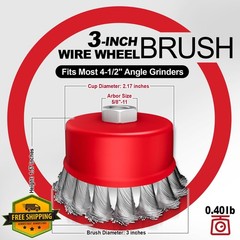 DIYSELF Wire Wheel Brush 3 Inch for Angle Grinder, 3 Pack