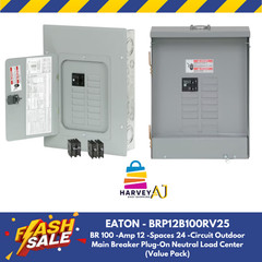 Eaton Type BRP 100 Amp 12 Spaces 24 Circuit Outdoor Main breaker Plug-On Neutral
