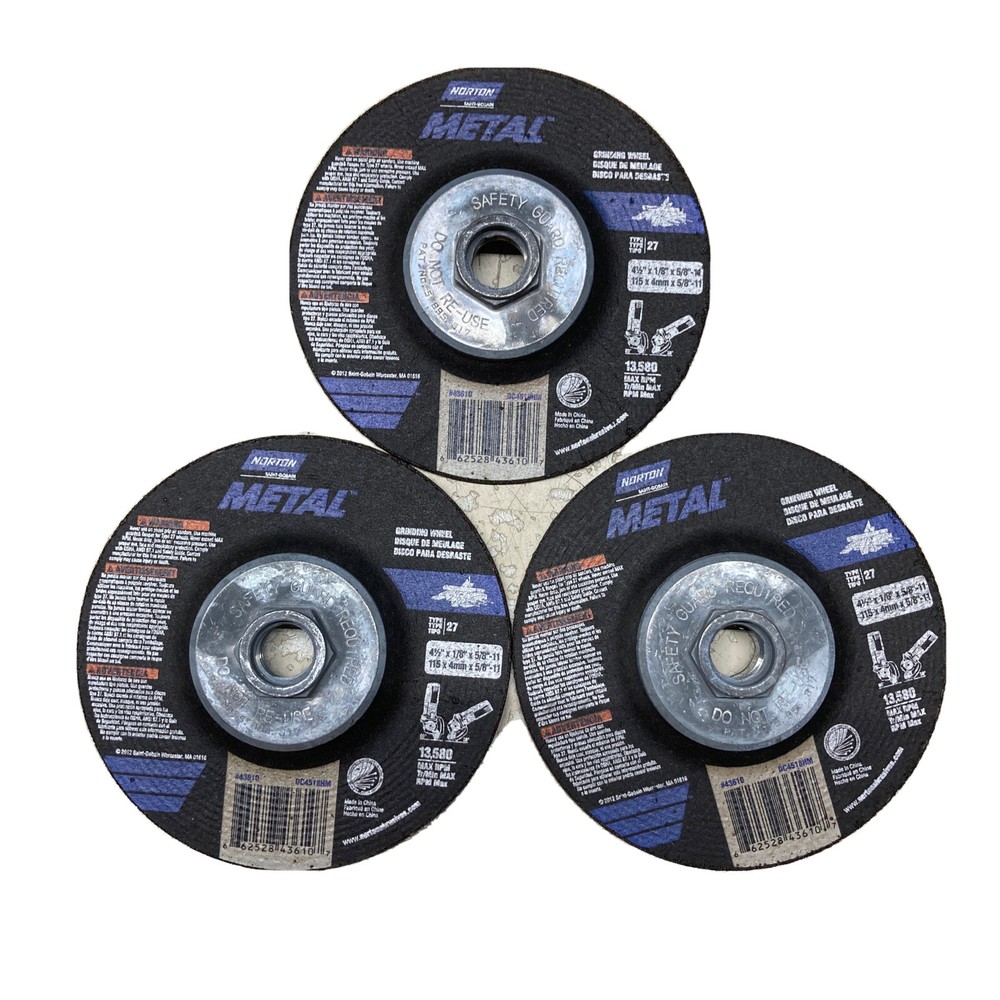 Norton 4-1/2 in X 1/8in X 5/8 in 11 Aluminum Oxide Grinding Wheels