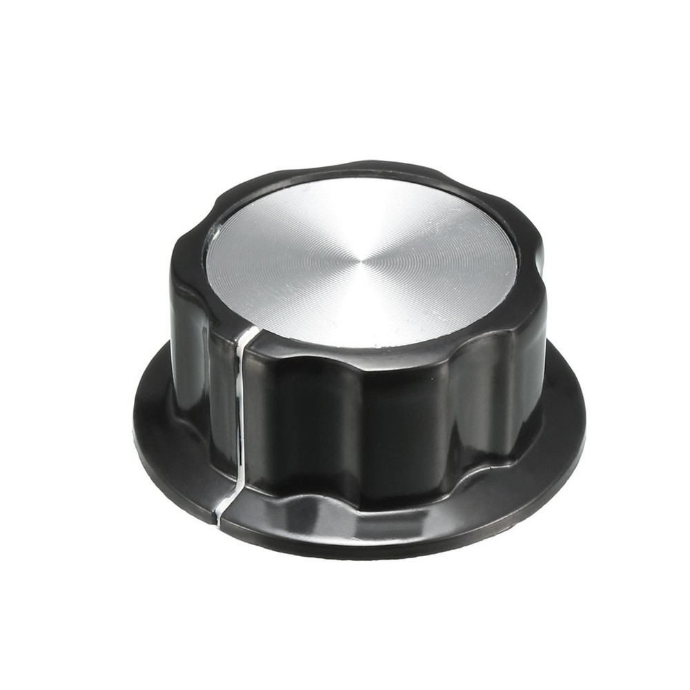 45x19mm Silver Tone Top Potentiometer Volume Control Rotary Knobs 6mm Shaft Hole