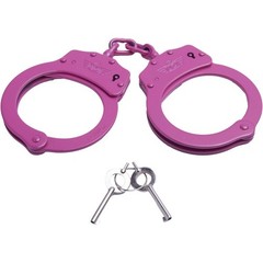 UZI Model HC-C Chain-Linked Handcuffs & Keys, Stainless Steel, Pink
