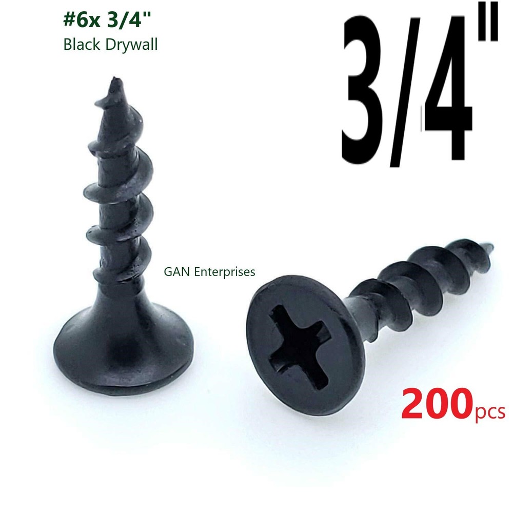 (200) Phillips Bugle Head #6 x 3/4 Coarse Drywall / Wood Screw – Black Phosphate