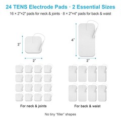 DOMAS 24 Pack 2×2&2×4 TENS Pads with Pad 2 x 2 inch, 2 x 4 White