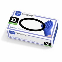 Medline FitGuard Powder-Free Nitrile Gloves 250ct, Dark Blue, S, M, L & XL Sizes