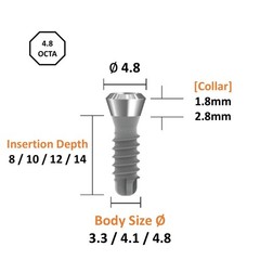 Evidence Implant Tissue Level Fixture Neck Dia 4.8/6.5 Octa FDA/CE Korea Made
