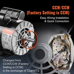 VEVOR 3.7HP Air Compressor Electric Motor 230V 3450RPM 56 Frame CW/CCW Rotation