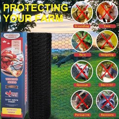 24in x 150ft PVC Coated Chicken Wire Fence, 19GA Black Mesh