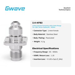 2.4mm Female Connector with 4 Hole Flange for .086′ Series Cables, DC – 50GHz