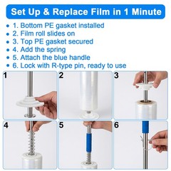 50″ Long Handle Pallet Stretch Wrap Dispenser Fits 2″-3″ Core &6″-20″ Roll Width