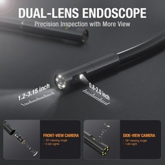 NTS430 Borescope Inspection Camera 8mm Dual Lens Inspection Camera w/ Light 1M